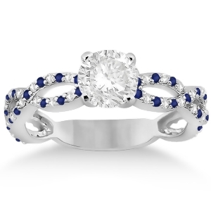 Pave Diamond and Blue Sapphire Infinity Eternity Engagement Ring 14k White Gold 0.40ct - All