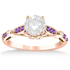 Marquise and Dot Amethyst Vintage Engagement Ring 14k Rose Gold 0.13ct - All