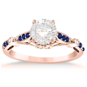 Marquise and Dot Blue Sapphire Vintage Engagement Ring 14k Rose Gold 0.13ct - All