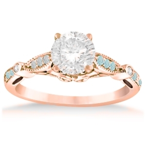 Marquise and Dot Aquamarine Vintage Engagement Ring 14k Rose Gold 0.13ct - All