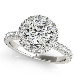 French Pave Halo Diamond Engagement Ring Setting Palladium 1.00ct - All