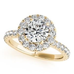 French Pave Halo Diamond Engagement Ring Setting 14k Yellow Gold 2.00ct - All