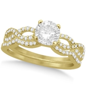 Twisted Infinity Round Diamond Bridal Ring Set 18k Yellow Gold 2.13ct - All