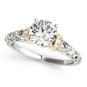 Diamond Antique Style Engagement Ring 18k Two-Tone Gold 0.87ct - All