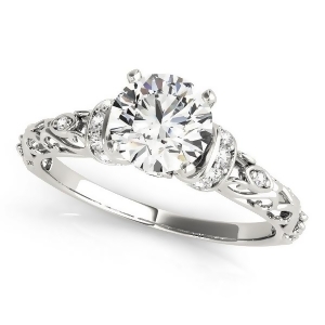 Diamond Antique Style Engagement Ring 18k White Gold 1.12ct - All