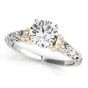 Diamond Antique Style Engagement Ring 14k Two-Tone Gold 1.12ct - All
