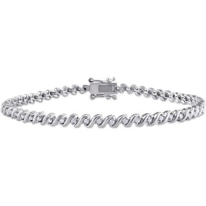 Diamond Accented Tennis Bracelet Sterling Silver 0.50ct - All