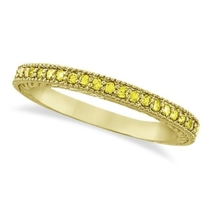 Fancy Yellow Canary Diamond Stackable Ring Band 14Kt Gold 0.31ct - All