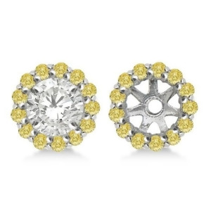 Round Yellow Diamond Earring Jackets for 9mm Studs 14K W. Gold 0.75ct - All