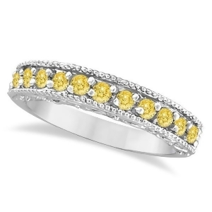 Fancy Yellow Canary Diamond Ring Band 14k White Gold 0.50ct - All