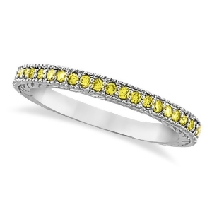 Fancy Yellow Canary Diamond Stackable Ring Band 14Kt White Gold 0.31ct - All