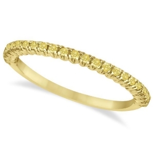 Half-eternity Pave Yellow Diamond Stacking Ring 14k Yellow Gold 0.25ct - All