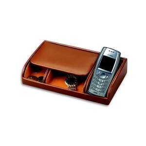 Men's Pigskin Lined Genuine Leather Dresser Valet w/ Cell Phone Slot - All