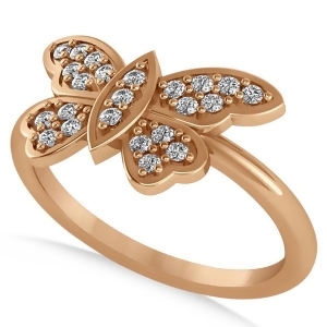 Butterfly Ring Diamond Accented14k Rose Gold 0.23ct - All