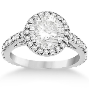 Eternity Pave Halo Diamond Engagement Ring 14K White Gold 0.72ct - All