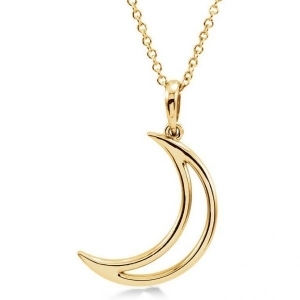 Crescent Moon Pendant Necklace in Solid 14k Yellow Gold - All