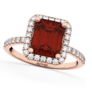 Emerald-cut Garnet Diamond Engagement Ring 18k Rose Gold 3.32ct - All