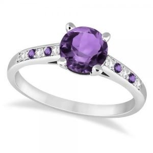 Cathedral Amethyst and Diamond Engagement Ring Palladium 1.20ct - All