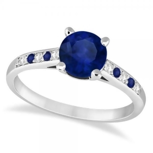 Cathedral Blue Sapphire and Diamond Engagement Ring Palladium 1.20ct - All