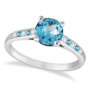 Cathedral Blue Topaz and Diamond Engagement Ring Palladium 1.20ct - All