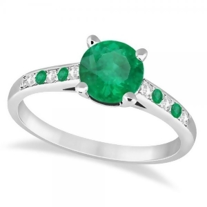Cathedral Emerald and Diamond Engagement Ring Palladium 1.20ct - All