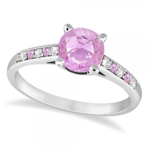 Cathedral Pink Sapphire and Diamond Engagement Ring Palladium 1.20ct - All