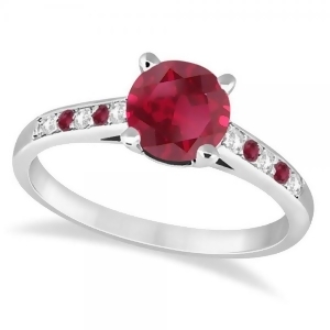 Cathedral Ruby and Diamond Engagement Ring Palladium 1.20ct - All