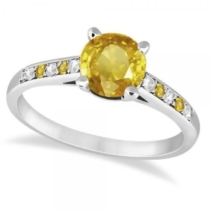 Cathedral Yellow Sapphire and Diamond Engagement Ring Palladium 1.20ct - All