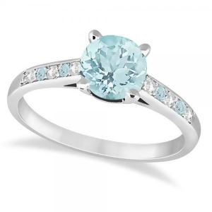 Cathedral Aquamarine and Diamond Engagement Ring Platinum 1.20ct - All