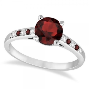 Cathedral Garnet and Diamond Engagement Ring Platinum 1.20ct - All