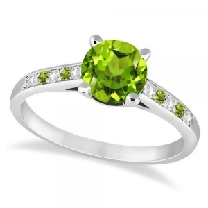 Cathedral Peridot and Diamond Engagement Ring Platinum 1.20ct - All