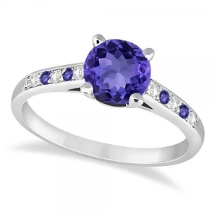 Cathedral Tanzanite and Diamond Engagement Ring Platinum 1.20ct - All
