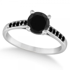 Cathedral Black Diamond Engagement Ring Platinum 1.20ct - All