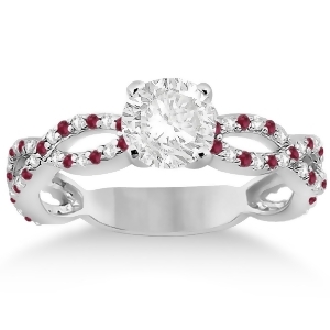 Pave Diamond and Ruby Infinity Eternity Engagement Ring 14k White Gold 0.40ct - All