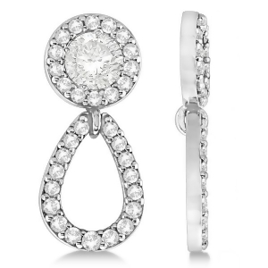 Ladies Teardrop Dangle Diamond Earring Jackets 14k White Gold 0.38ct - All