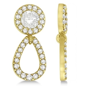 Ladies Teardrop Dangle Diamond Earring Jackets 14k Yellow Gold 0.38ct - All