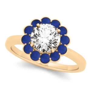 Diamond and Blue Sapphire Halo Engagement Ring 14k Yellow Gold 1.33ct - All