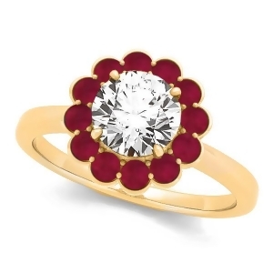 Diamond and Ruby Halo Engagement Ring 14k Yellow Gold 1.33ct - All
