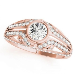 Diamond Bezel Art Nouveau Fashion Band Ring 14k Rose Gold 1.52ct - All