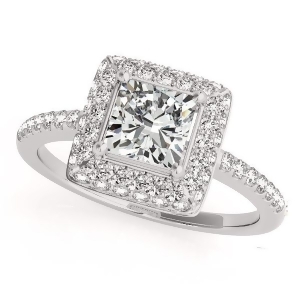 Cushion Cut Diamond Halo Engagement Ring 14k White Gold 2.00ct - All