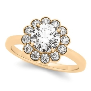 Diamond Floral Halo Engagement Ring 14k Yellow Gold 1.33ct - All
