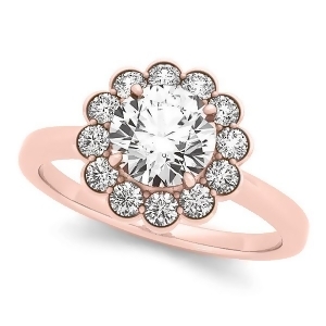 Diamond Floral Halo Engagement Ring 14k Rose Gold 1.33ct - All