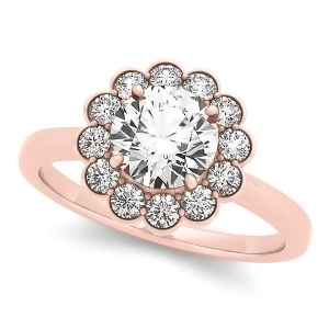 Diamond Floral Halo Engagement Ring 18k Rose Gold 1.33ct - All