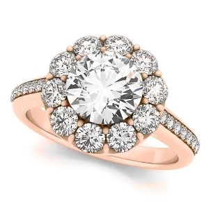 Floral Design Round Halo Engagement Ring 14k Rose Gold 2.50ct - All