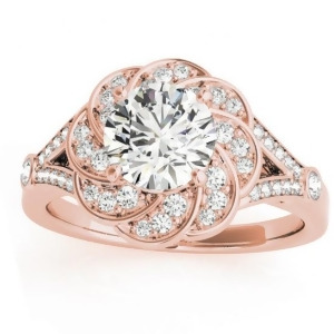 Diamond Floral Split Shank Engagement Ring Setting 14k Rose Gold 0.25ct - All