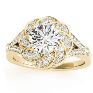 Diamond Floral Split Shank Engagement Ring Setting 18k Yellow Gold 0.25ct - All