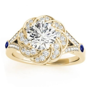 Diamond and Tanzanite Floral Engagement Ring Setting 14k Yellow Gold 0.25ct - All