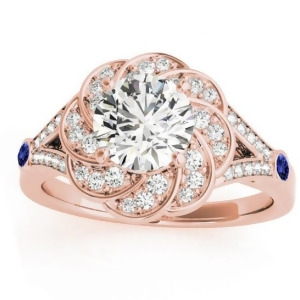 Diamond and Tanzanite Floral Engagement Ring Setting 14k Rose Gold 0.25ct - All