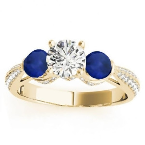 Diamond and Blue Sapphire Engagement Ring Setting 14k Yellow Gold 0.66ct - All