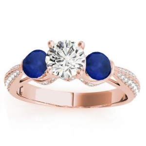 Diamond and Blue Sapphire Engagement Ring Setting 14k Rose Gold 0.66ct - All